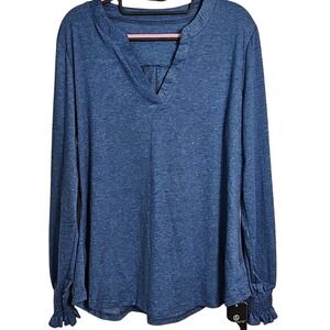 NWT Women's Indigo Blue Long Sleeve Blouse Size L